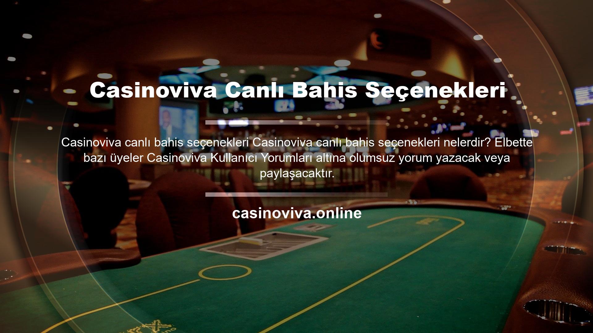 Casinoviva Canlı Bahis Seçenekleri
